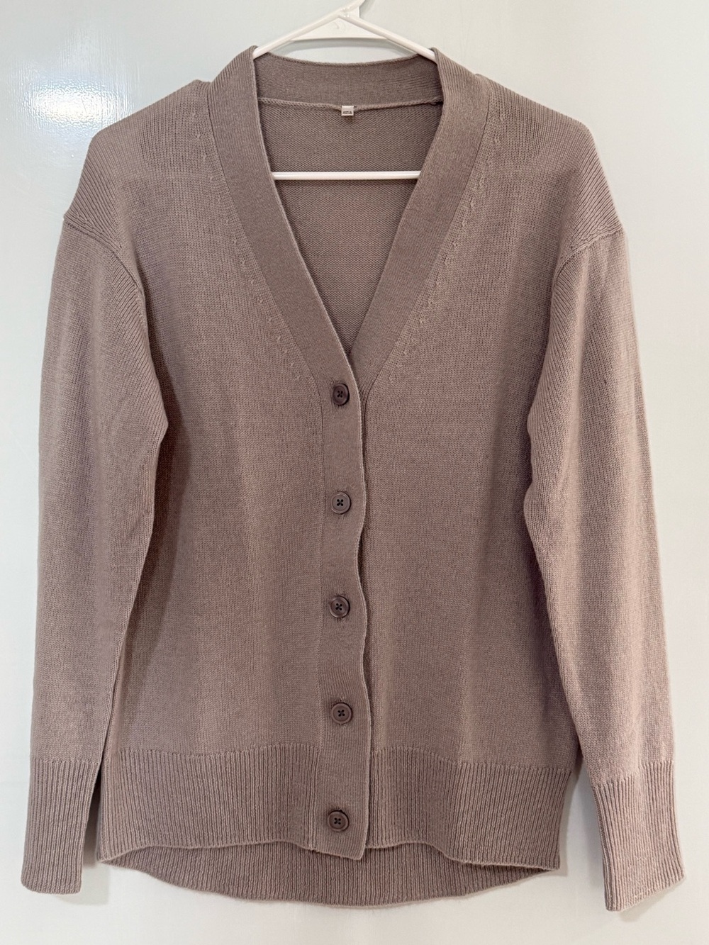 Muji Taupe Button-Front V-Neck Cardigan Size - Small